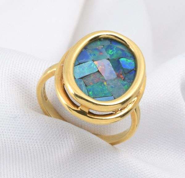 Stunning 14k Opal Mosaic Ring