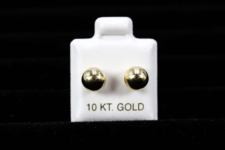 10k Yellow Gold 7mm Round Ball Stud Earrings