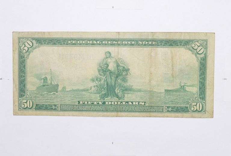 1914 $50 Federal Reserve Note - FR 1037 - Horse Blanket