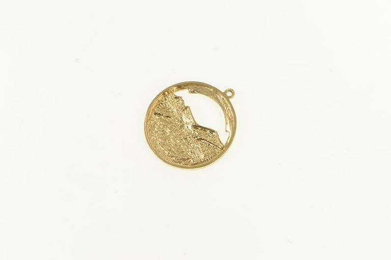 14K Yellow Gold Alaska Landscape Mountain Raw Nugget Charm/Pendant