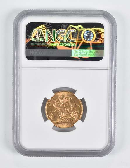 MS61 1910 Great Britain 1 Sovereign Gold Coin NGC