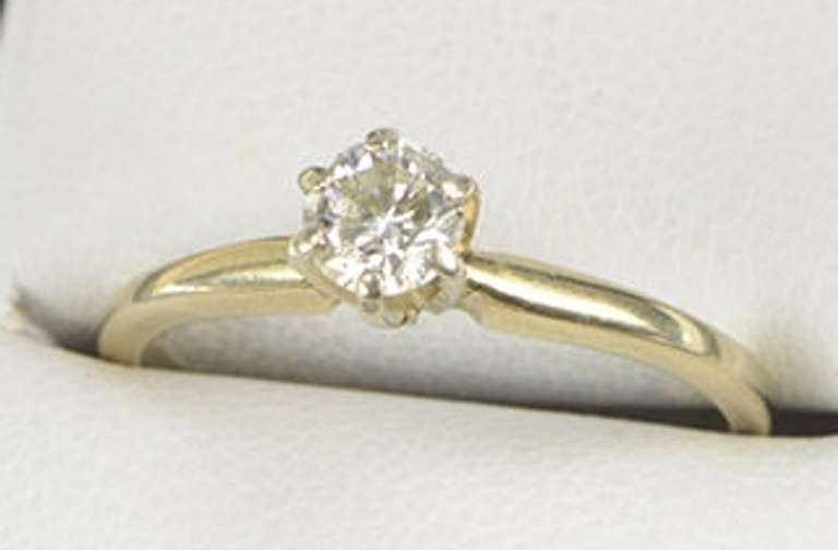 10K Yellow Gold 0.44 Ct Diamond Classic Solitaire Engagement Ring