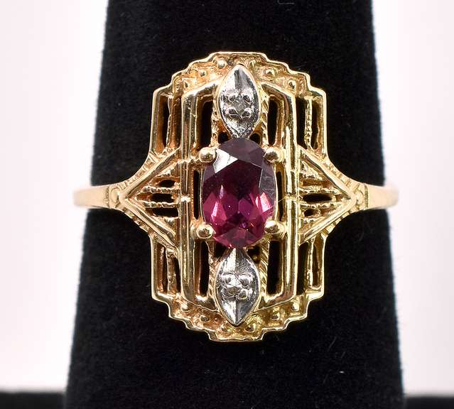 Rhodolite Garnet Ring In 14K Yellow Gold