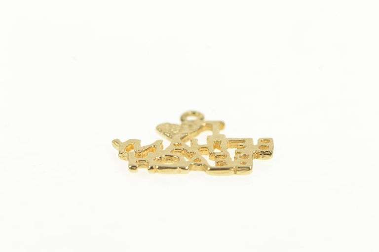 14K Yellow Gold I Love Bethany Beach Delaware Souvenir Charm/Pendant