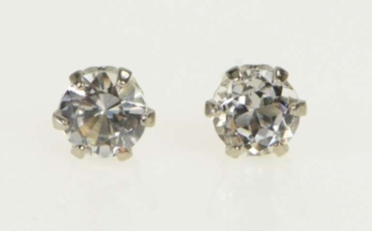 Sterling Silver 14k Gold Classic Solitaire Vintage Two Tone Earrings