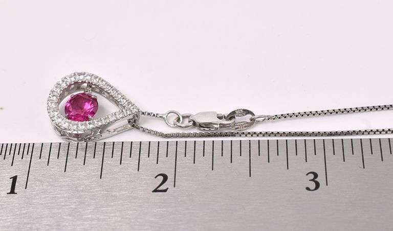 Articulated Ruby And White Sapphire Pendant Necklace In Sterling Silver
