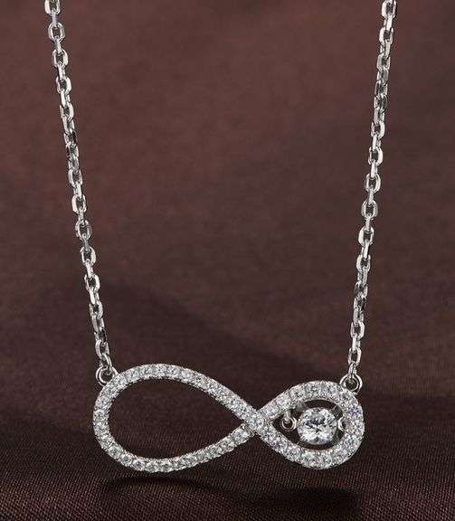 Infinity Dancing Stone Pendant in Platinum over Silver