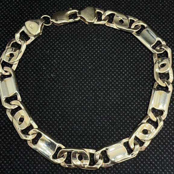 STUNNING 10K YELLOW GOLD TIGER EYE LINK BRACELET