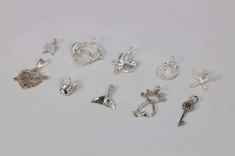 .925 Sterling Silver Charm Set Lot of 10 Charms/Pendants