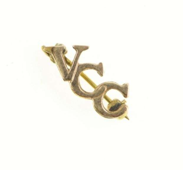 10K Yellow Gold VCC Retro Vintage Simple Lapel Pin/Brooch