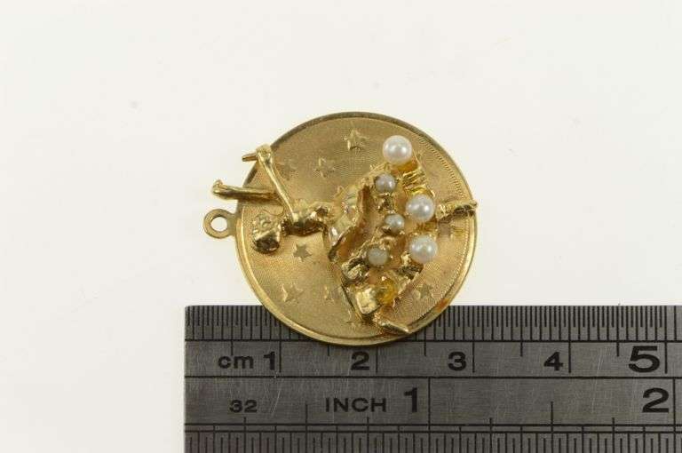 14K Yellow Gold 1950's Pearl Skirt Dancer Ballerina Charm/Pendant