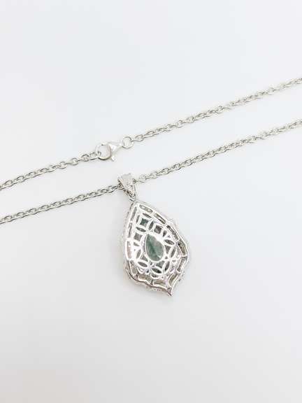 Inspiring 12.00 Carats Pear Shaped Mystic Topaz & CZ in Sterling Sliver Pendant Necklace