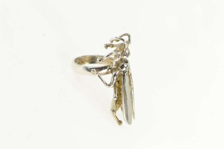 Sterling Silver 3D Cicada Locust Bug Insect Statement Ring