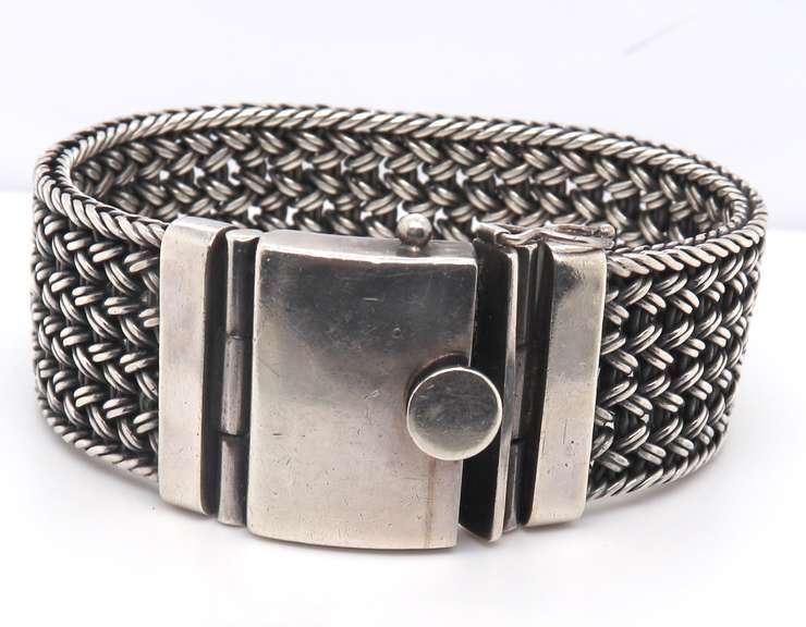 Vintage 925 Sterling Silver Wide Braided Bracelet
