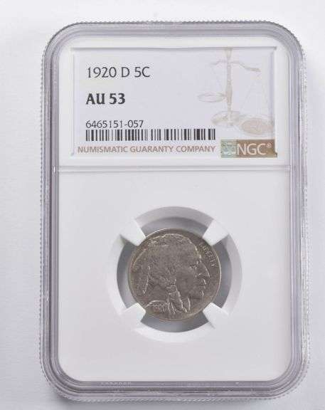AU53 1920-D Indian Head Buffalo Nickel NGC