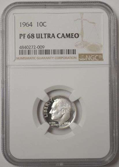 1964 Roosevelt Dime Proof NGC Certified PF 68 Ultra Cameo