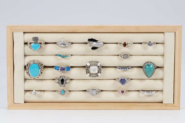 .925 Sterling Silver Curated 20 Ring Lot Various Sizes & Stones