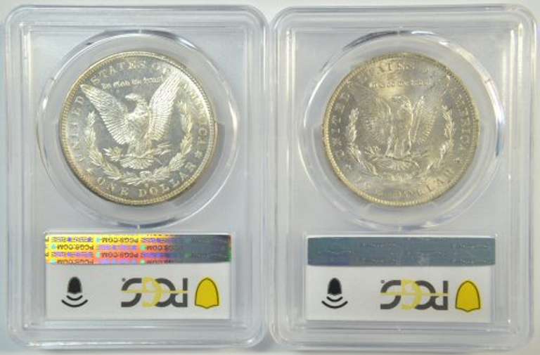 Choice BU 1881-S & 1885-O Morgan Silver Dollars. PCGS MS63
