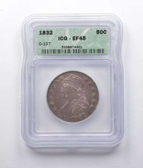 EF45 1832 Capped Bust Half Dollar O-107 ICG