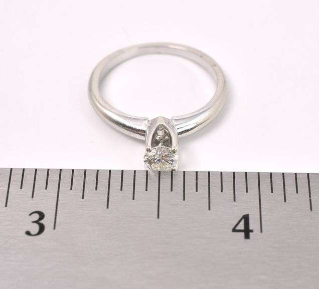 Gorgeous Solitaire Diamond Ring In 14K White Gold