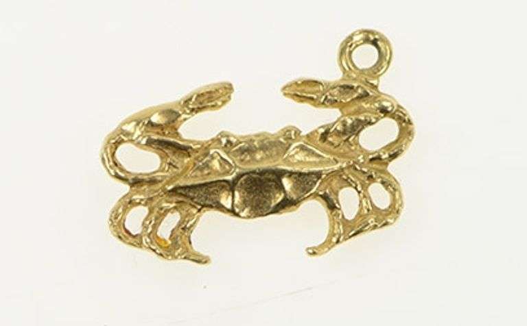 14K Yellow Gold Crab Astrology Cancer Sign Zodiac Sign Charm/Pendant