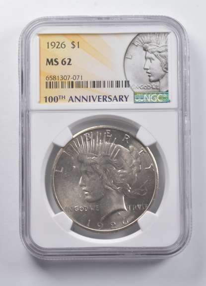 MS62 1926 Peace Silver Dollar 100th Anniversary NGC