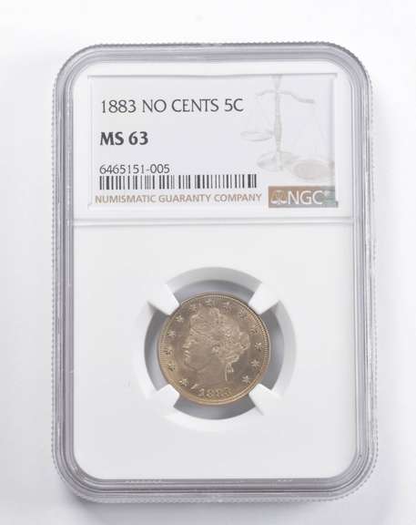 MS63 1883 Liberty V Nickel No Cents NGC