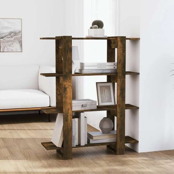 Book Cabinet/Room Divider Smoked Oak 39.4x11.8x48.6in