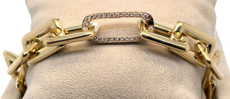 14KT SOLID YELLOW GOLD JUMBO LINK BRACELET WITH DIAMONDS- 1.40 CTTW OF DIAMONDS!