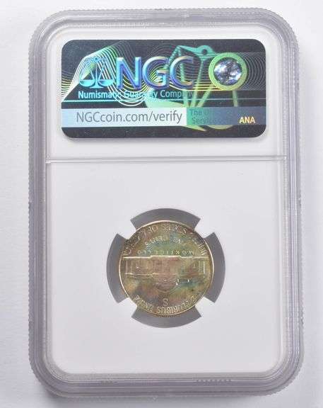 MS67 1945-S Jefferson Nickel NGC RAINBOW TONED