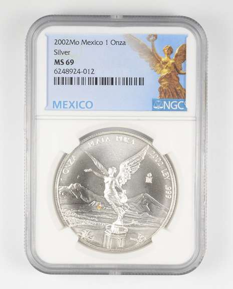 MS69 2002 MO Mexico 1 Onza .999 Fine Silver - Graded NGC