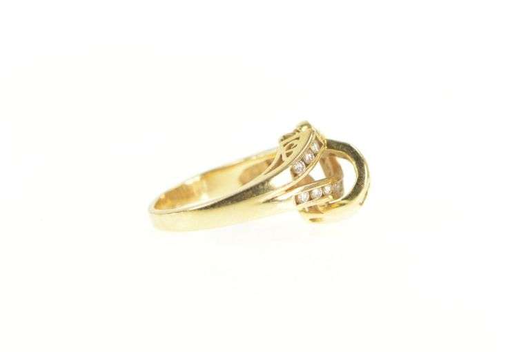 14K Yellow Gold 0.72 Ctw Baguette & Round Diamond Knot Ring