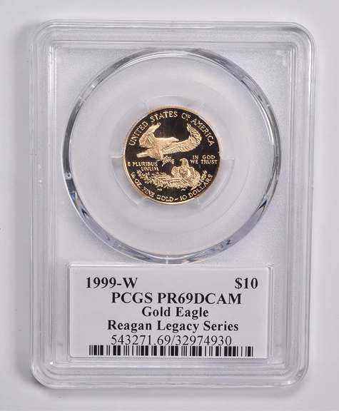PR69DCAM 1999-W $10 American Gold Eagle 1/4 Oz Sign Reagan Legacy PCGS