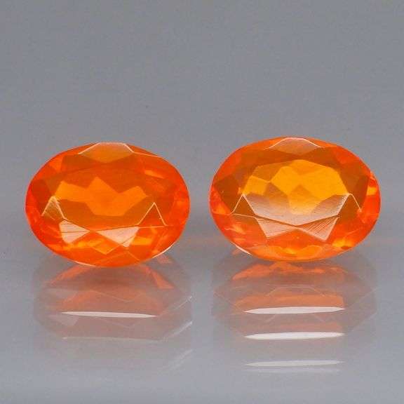 Vibrant top color 2.02ct bright orange Fire Opal pair