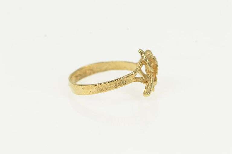 14K Yellow Gold 3D Rose Flower Romantic Valentine Promise Ring