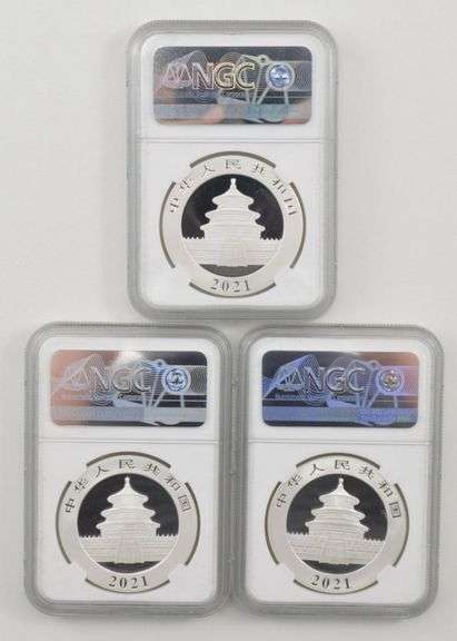 (3) MS70 2021(G)(S)(Y) China 10 Yuan 30g Silver Panda FR Sign NGC COA