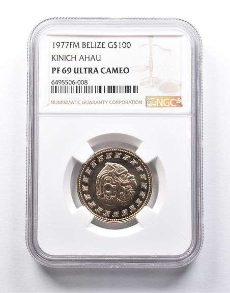 PF69 UCAM 1977 FM Belize 100 Dollars Gold Kinich Ahau NGC