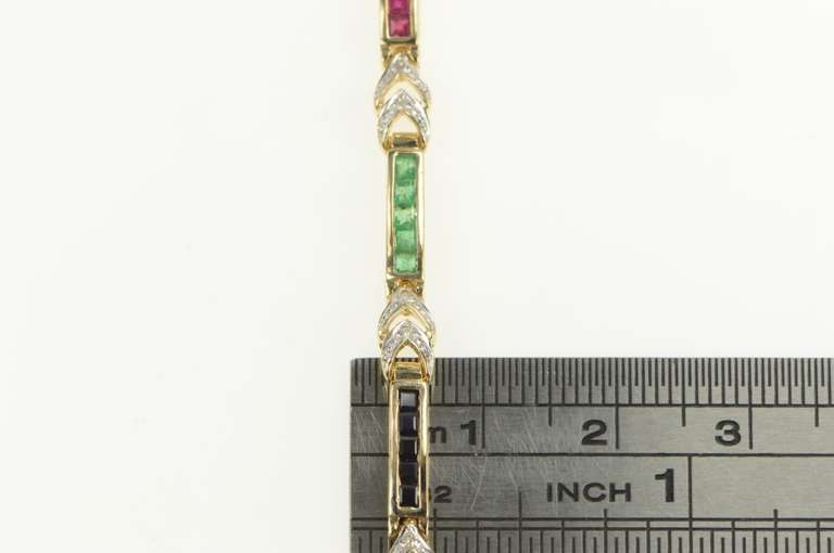 14K Yellow Gold 3.50 Ctw Ruby Sapphire Diamond Tennis Bracelet