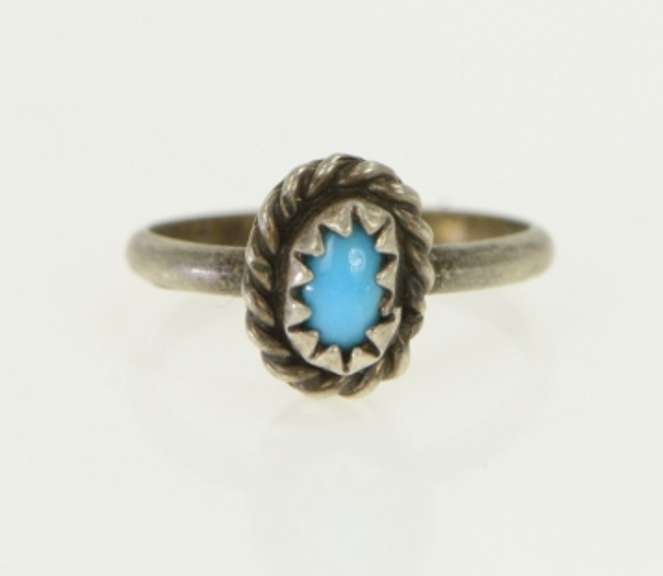 Sterling Silver Turquoise Ornate Southwestern Child's Ring