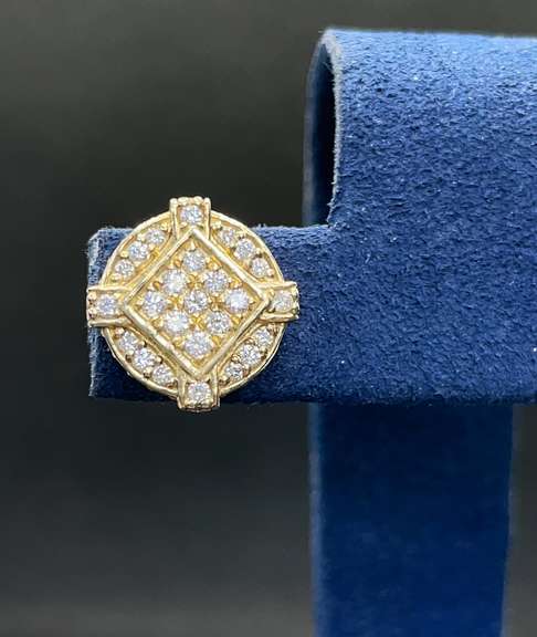 14K YELLOW GOLD CLUSTER DIAMOND STUD EARRINGS