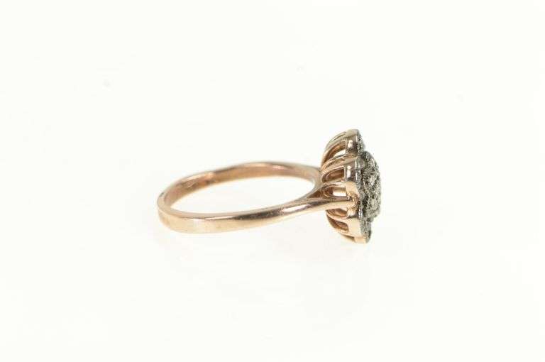 Sterling Silver Pave Flower Cluster Cocktail Vintage CZ Ring