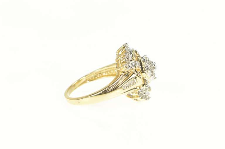 10K Yellow Gold 0.50 Ctw Diamond Encrusted Cluster Statement Ring