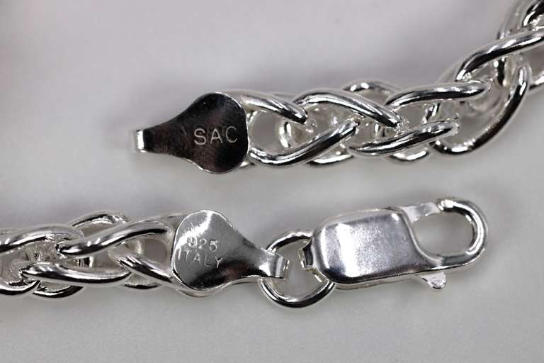 Sterling Silver Men's Heavy Wheat Chain 6mm Solid 925 Italy Bracelet Spiga 8"