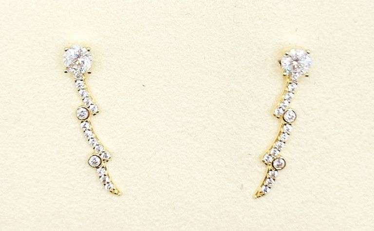 14kt Solid Yellow Gold & Diamond Earrings