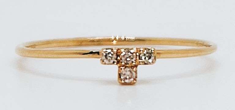 Elegant Four Set Diamond 18k Rose Gold Ring