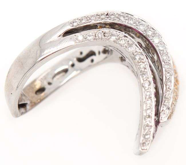 6.00ctw Pink and Yellow Sapphire and 0.50ctw Diamond Abstract Ring in 14K