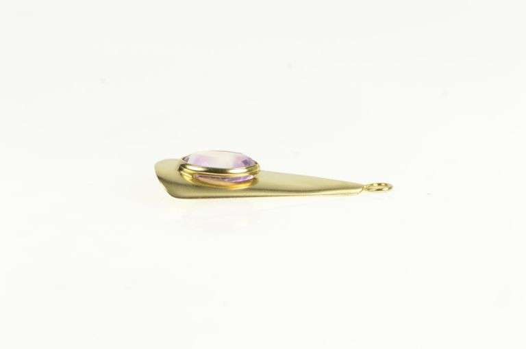 14K Yellow Gold Vintage Oval Amethyst Geometric Curved Charm/Pendant