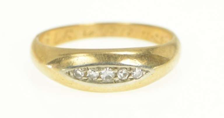 14K Yellow Gold 1940's Diamond Men's Classic Wedding Band Ring