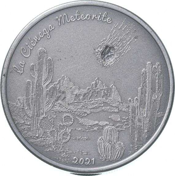 2021 Cook Islands 5 Dollars La Cienega Meteorite Impact 1oz Silver BOX