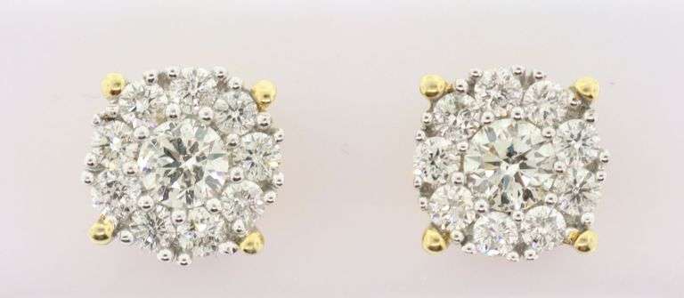 Gorgeous 14k Gold Halo Diamond Studded Earrings
